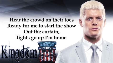 cody rhodes intro song lyrics|cody rhodes entrance lyrics.